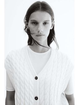 H&M - Women White Cable-Knit Waistcoat