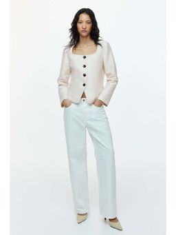 H&M - Women Beige Square-Neck Blazer