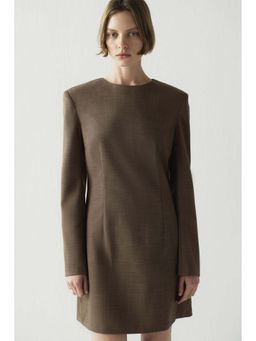 H&M - Women Beige Shoulder-Pad Dress