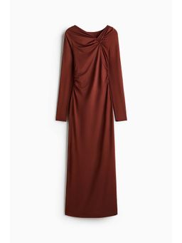 H&M - Women Brown Draped Jersey Dress