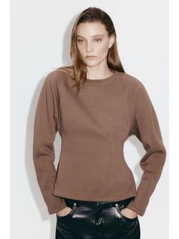 H&M - Women Brown Waisted Sweatshirt