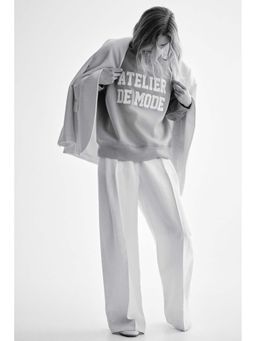 H&M - Women Beige Motif-Detail Sweatshirt