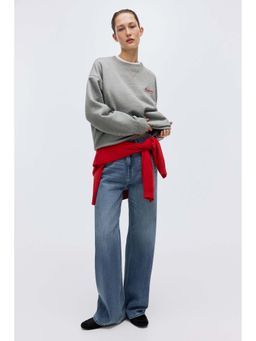 H&M - Women Grey Motif-Detail Sweatshirt