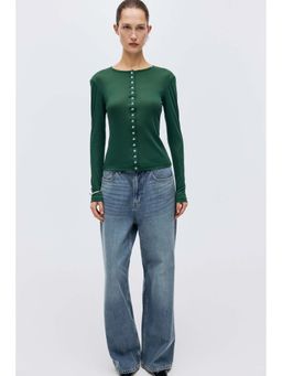 H&M - Women Green Sheer Cardigan