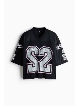 H&M - Men Black Oversized Fit Printed Mesh T-Shirt