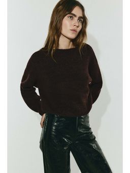 H&M - Women Brown Oversized Boat-Neck Jumper