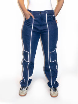 RISING AMONG - Unisex Blue Reflective Denim Jeans