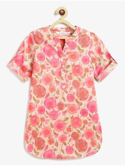 Campana - Girls Urvashi Kurta - Floral Print - Multi-Color