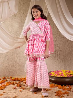 PSPeaches - Sharara with Kurta and Dupatta Pink (Set of 3)