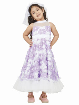 Tic Tac Toe Kids - Girls Lavender-White Blossom Dress