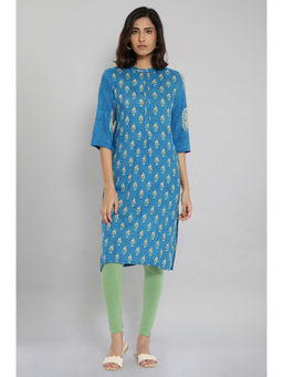 WISHFUL by W - Blue Floral Kurta