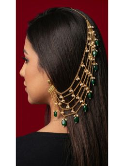 Jovi's Jewels - Women Green Kundan Polki Ear Chain