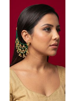 Jovi's Jewels - Women Green Kundan Polki Ear Chain