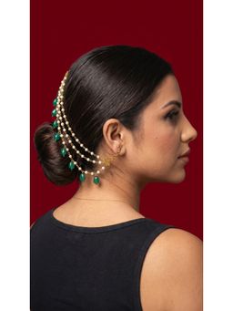 Jovi's Jewels - Women Green Kundan Polki Ear Chain