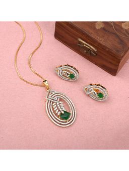 SHILLYN - Green Gilded Arch Emerald Jewellery Set