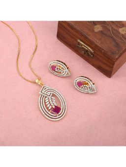 SHILLYN - Pink Gilded Arch Ruby Jewellery Set
