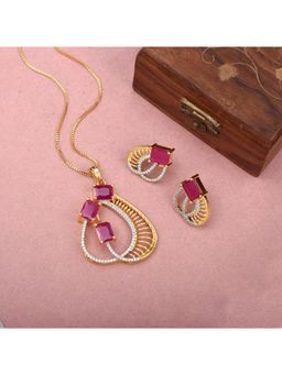 SHILLYN - Pink Shillyn Sylvora Diamond Ruby Jewellery Set