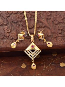 SHILLYN - Purple Forever Lasting Gleam Anti Tarnish Gold Plated Jewellery Set
