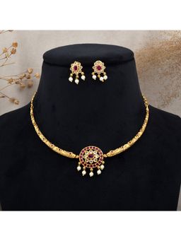 SHILLYN - Pink Gilded Heritage Necklace Jewellery Set