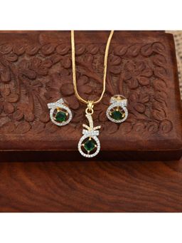 SHILLYN - Green Zariya Crown Diamond Emerald Jewellery Set