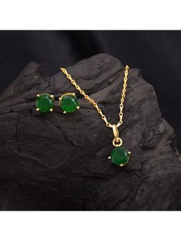 SHILLYN - Green Timeless Emerald Gold Plated Jewellery Set