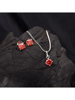 SHILLYN - Orange Timeless Garnet Silver Plated Jewellery Set