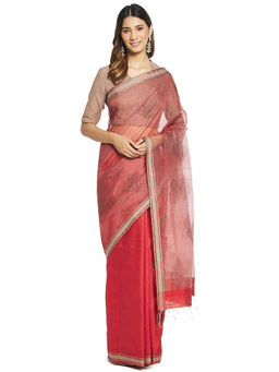 Fabindia - Red Jamdani Silk Saree
