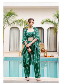 AlterEGO - Green Molly Printed Weaved Co-Ord (Set of 3)