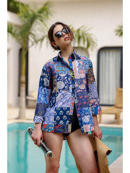 AlterEGO - Blue Havana Upcycled Printed Patch Shirt