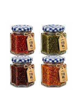 Kilner - Premium Hexagonal Airtight Twist Top Glass Jar 110Ml Kitchen (Pack Of 4)