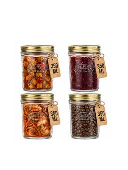 Kilner - Premium Wide Mouth Airtight Glass Preserve Jar 350Ml Kitchen (Pack Of 4)