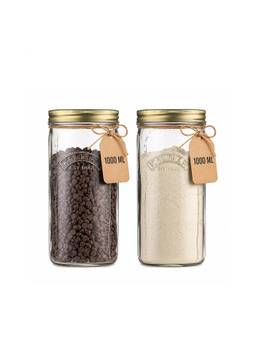 Kilner - Premium Wide Mouth Glass Preserve Jar 1L Reusable Eco-Friendly (Pack Of 2)