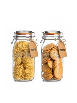 Kilner - Premium Airtight Clip Top Glass Jar 1.5L Kitchen Storage (Pack Of 2)