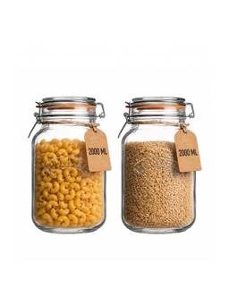 Kilner - Premium Airtight Square Wire Clip Top Glass Food Jar Kitchen 2L (Pack Of 2)