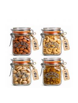 Kilner - Premium Airtight Clip Top Glass Jar 70Ml Kitchen Storage (Pack Of 4)