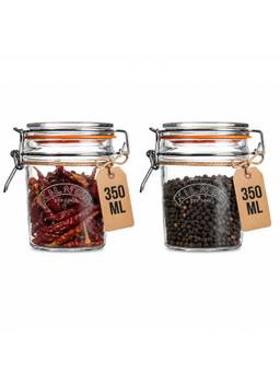 Kilner - Premium Airtight Clip Top Round Glass Food Jar 350Ml (Pack Of 2)