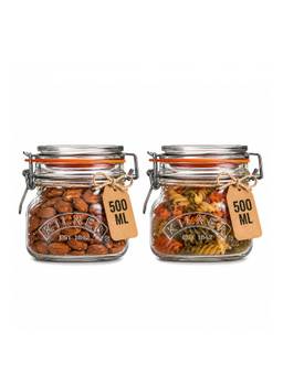 Kilner - Premium Airtight Square Wire Clip Top Glass Food Jar Kitchen (Pack Of 2)