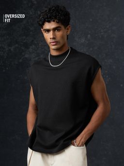 The Souled Store - Oversized Black Stone Men Easy Fit T-Shirt