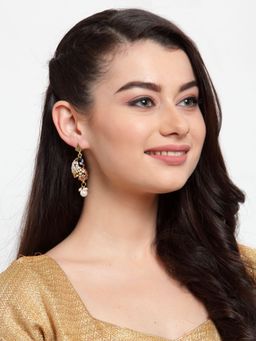 Anika's Creations - Anika's Creation Elegant Peacock Design Meenakari Earrings