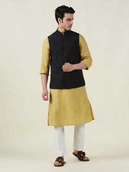 Fabindia - Black Cotton Slim Fit Nehru Jacket