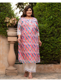 Desi Noor - Multi-Color Plus Size Organza Pearl Kurta