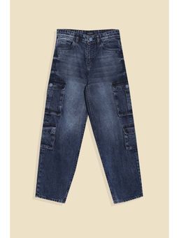 Allen Solly - Boys Navy Blue Solid Regular Fit Jeans