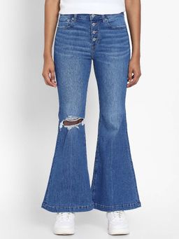 American Eagle - Women Blue Solid Fitted Fit Jeans