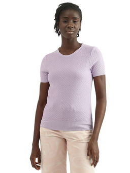United Colors of Benetton - Women Knitted Round Neck Purple Top