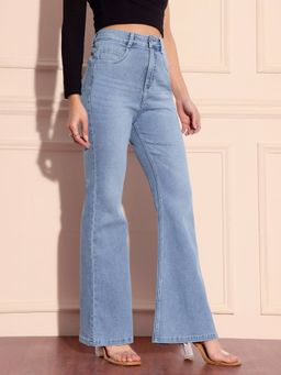 Miss Chase - Women Light Blue High Rise Stretchable Denim Bootcut Jeans