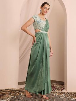 Miss Chase - Women's Siege Green Embellished Maxi Dress