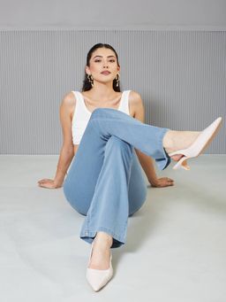 Miss Chase - Women's Light Blue Bootcut Clean look Regular Stretchable Denim Jeans