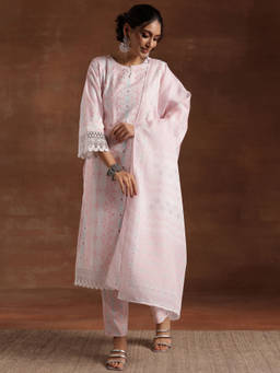 Libas - Women Multi-Color Cotton Blend Embroidered Kurta with Pant and Dupatta (Set of 3)