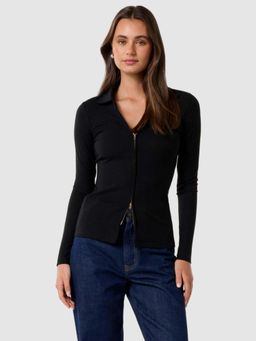 Forever New - Black Tessa Zip Front Top