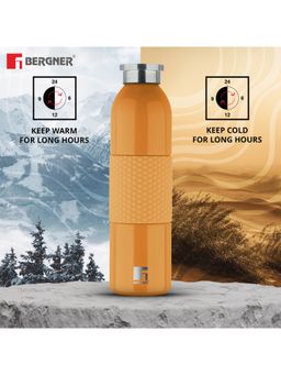 Bergner - Walking Mid Grip Thermosteel Hot and Cold 600ml Flask, Double Walled - Orange